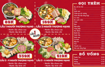 Thực đơn Single Hotpot AEON MALL Hải Phòng Lê Chân