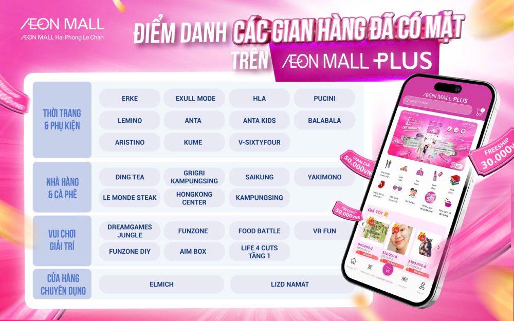 MUA HÀNG TRỰC TUYẾN, ƯU ĐÃI KHÔNG GIỚI HẠN VỚI AEONMALL PLUS ​