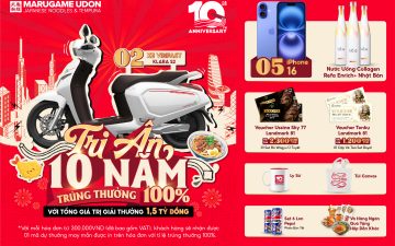 TRI ÂN 10 NĂM, TRÚNG THƯỞNG 100%  Với mỗi hóa đơn từ 300,000VND (đã bao gồm VAT)