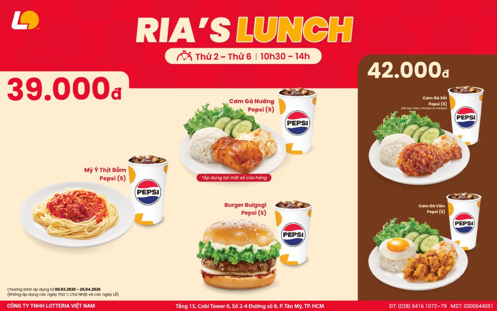 🍽 RIA’S LUNCH – ĂN TRƯA NGON, GIÁ SIÊU MỀM