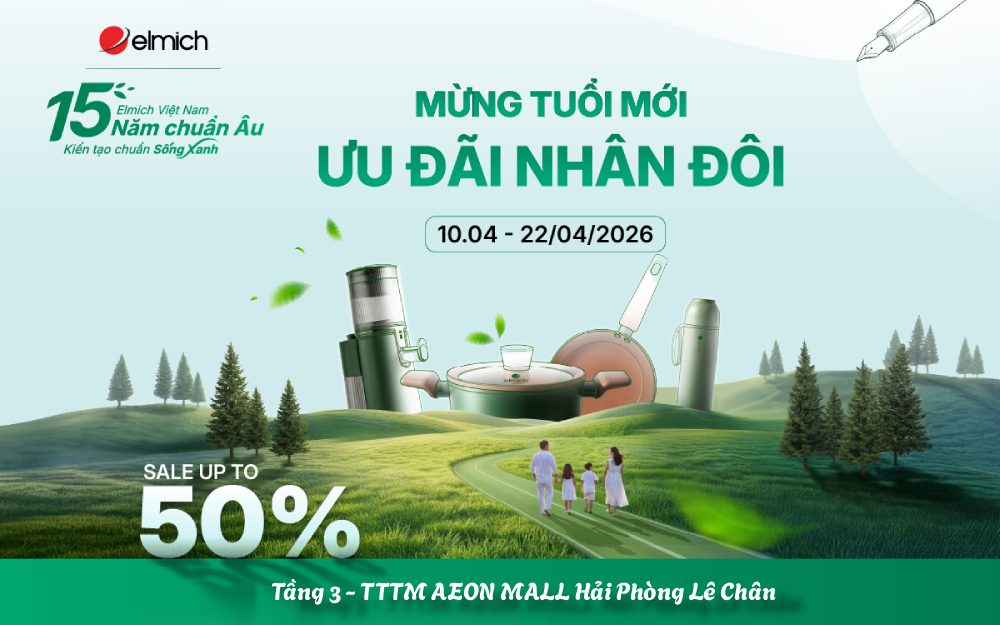 Nhân dịp kỷ niệm 15 năm đồng hành cùng hàng triệu gia đình Việt, Elmich mang đến chương trình khuyến mãi đặc biệt tại AEON Mall Hải Phòng Lê Chân với loạt ưu đãi nhân đôi hấp dẫn, giảm giá sản phẩm lên đến 50%.🎁🎉