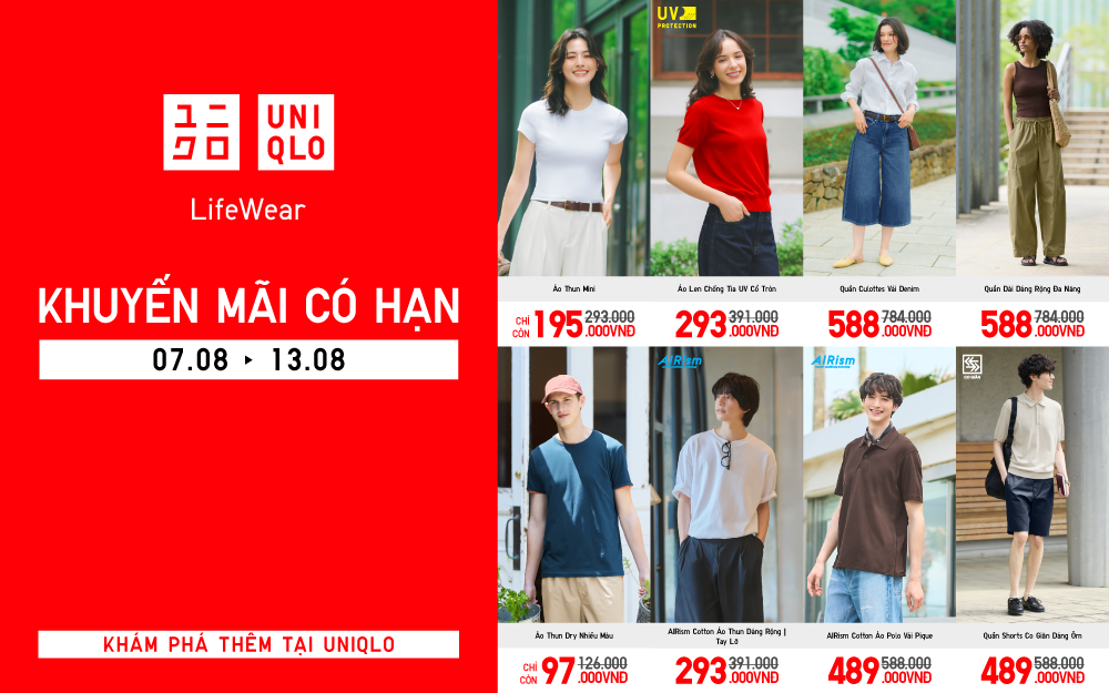 CHỈ TRONG BẢY NGÀY, “SĂN” NGAY CÁC THIẾT KẾ YÊU THÍCH VỚI ƯU ĐÃI TỪ 97.000VNĐ TẠI UNIQLO